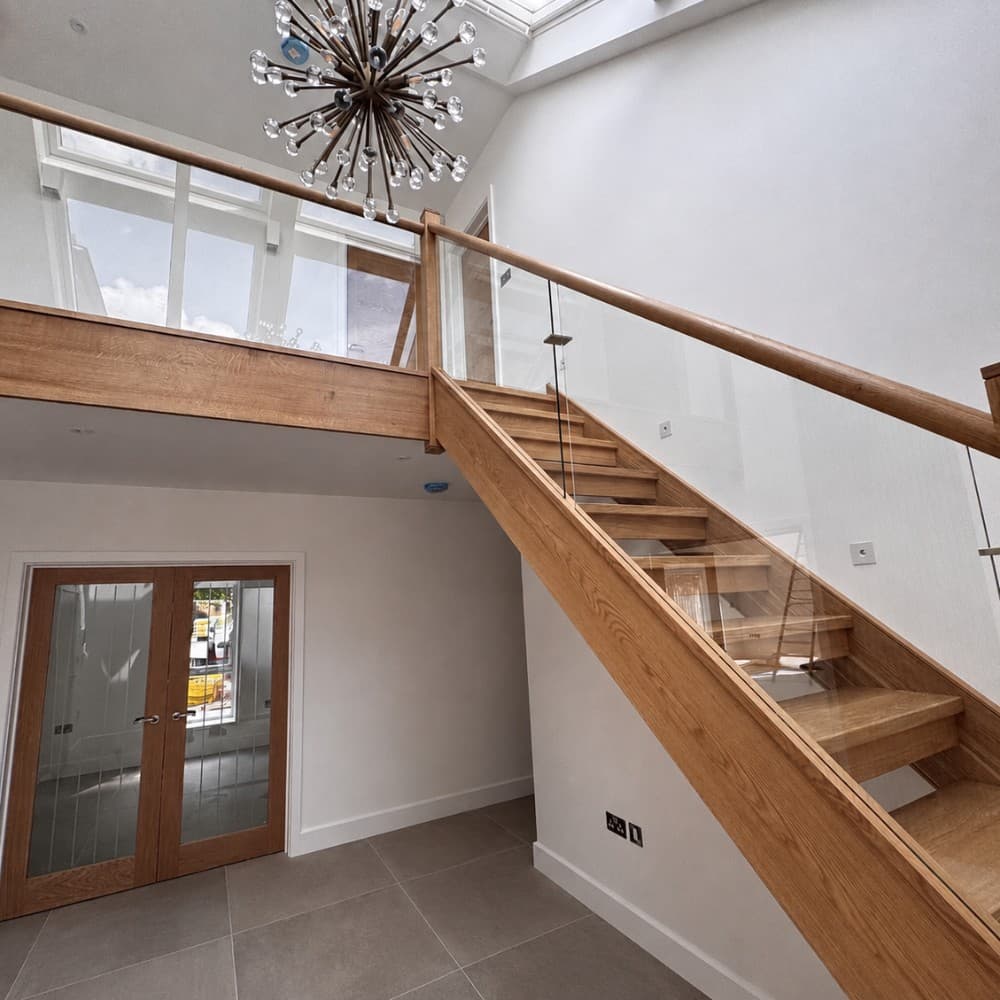 Frameless glass balustrades on a staircase
